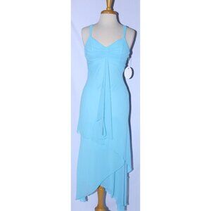 NWOT Poly USA #2562 Chiffon Hanky Hem Style Cruise Dress-Size S-TURQUOISE